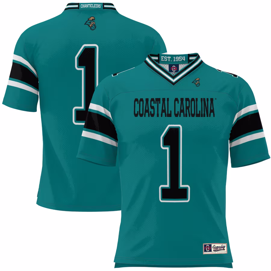 #1 Coastal Carolina Chanticleers GameDay Greats Football Jersey - Teal - Jersey
