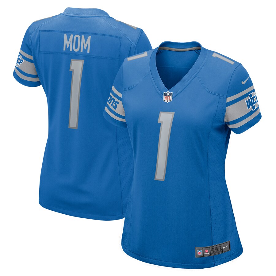Women's Detroit Lions Number 1 Mom Nike Blue Game Jersey - Jersey