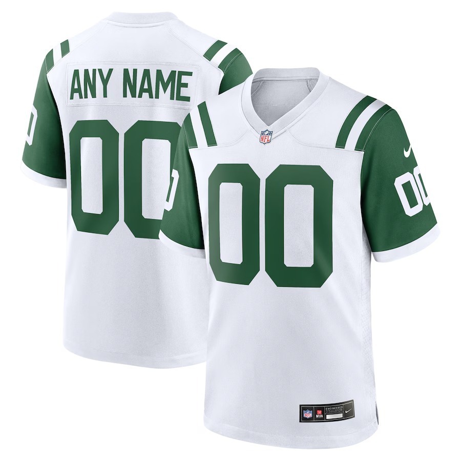 Men's New York Jets  Nike White Classic Alternate Custom Replica Jersey - Jersey