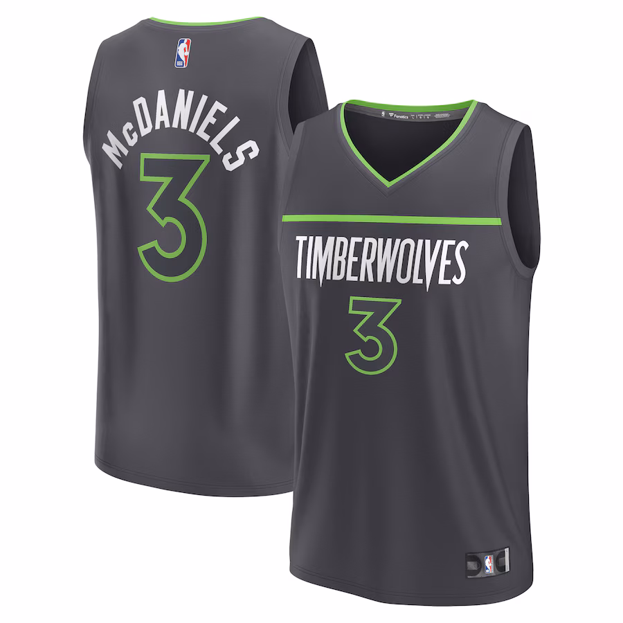 Youth Minnesota Timberwolves Jaden McDaniels Fanatics Black Fast Break Replica Player Jersey - Statement Edition - Jersey