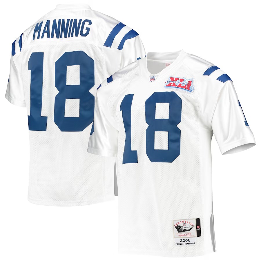 Men's Indianapolis Colts 2006 Peyton Manning Mitchell & Ness White Authentic Throwback Retired Player Jersey - Jersey
