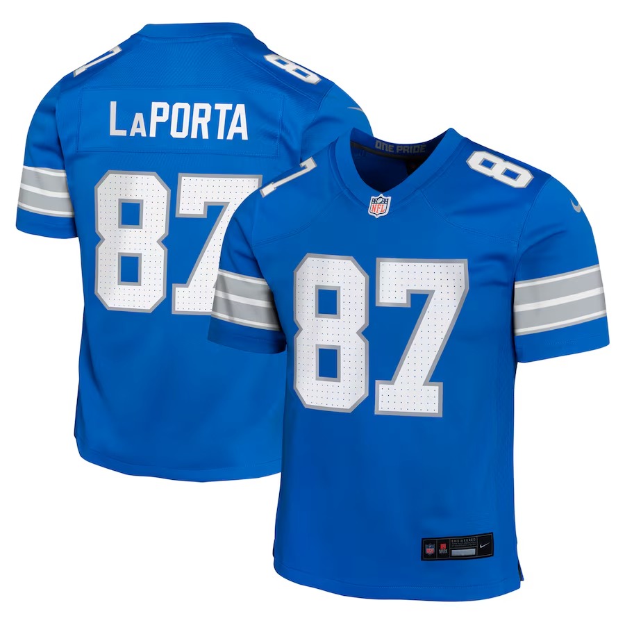 Youth Detroit Lions Sam LaPorta Nike Blue Team Player Game Jersey - Jersey