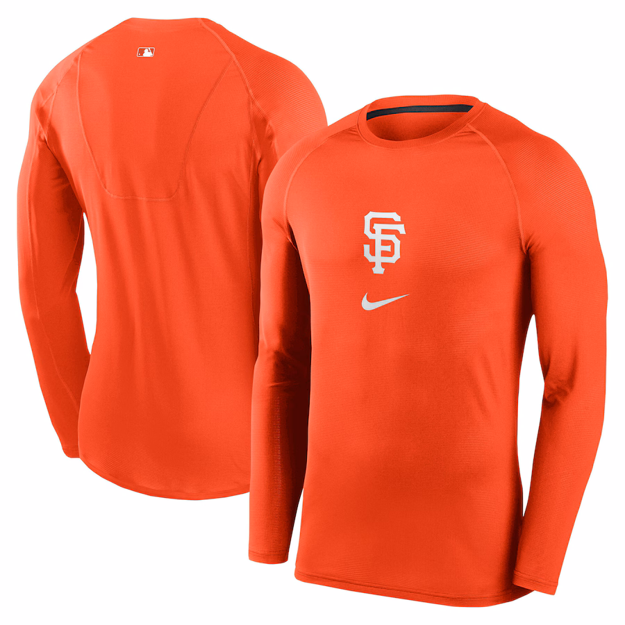 Men's San Francisco Giants Nike Orange City Connect Base Layer Raglan Long Sleeve Performance T-Shirt - Jersey