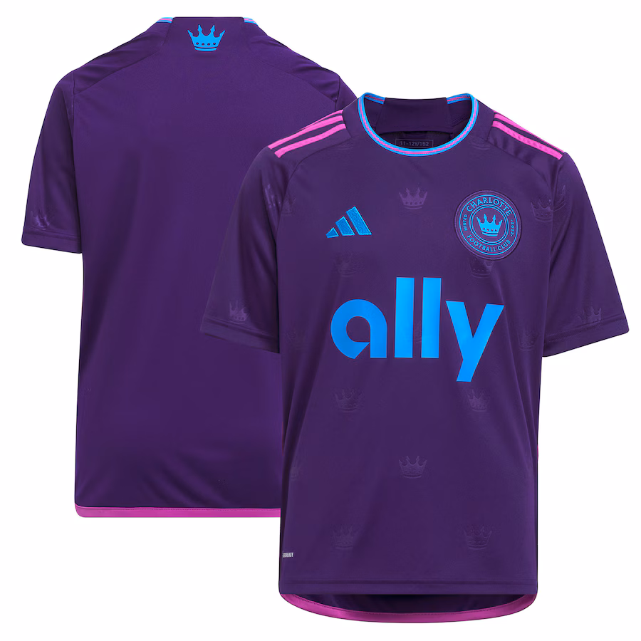 Youth Charlotte FC adidas Purple 2023 Crown Jewel Kit Replica Jersey - Jersey