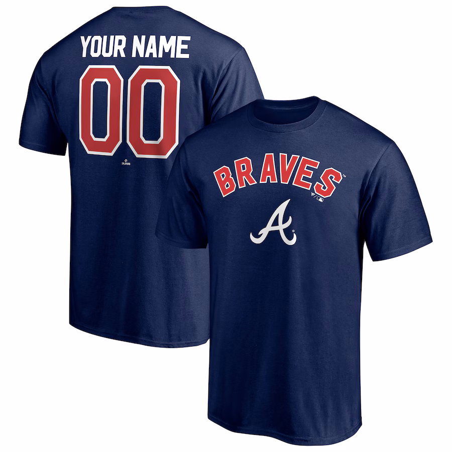 Men's Atlanta Braves Navy Personalized Team Winning Streak Name & Number T-Shirt - Jersey