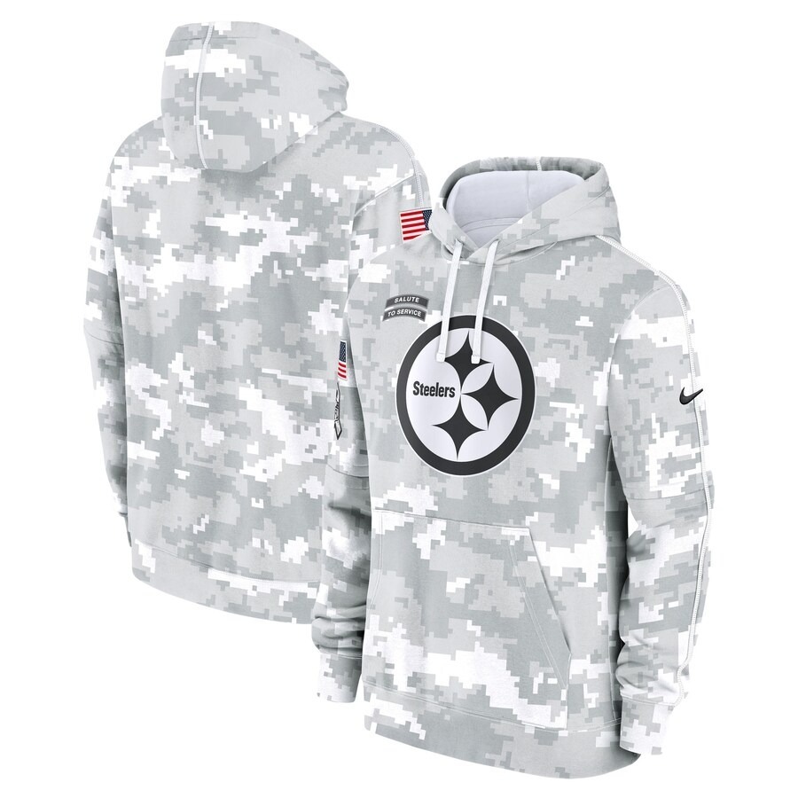 Men's Pittsburgh Steelers Nike Arctic Camo 2024 Salute To Service Big & Tall Club Fleece Pullover Hoodie - Jersey