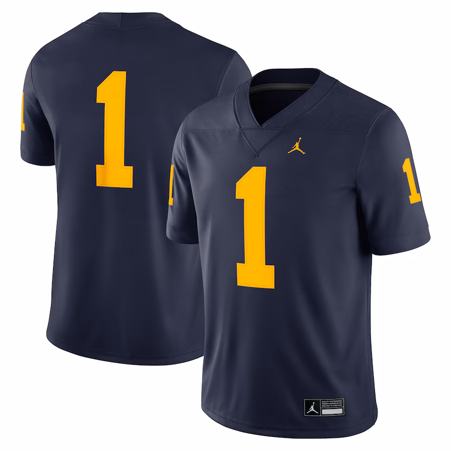 Men's Jordan Brand #1 Navy Michigan Wolverines Game Jersey - Jersey