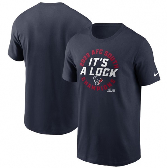 Men's Houston Texans Navy 2023 AFC South Division Champions Locker Room Trophy Collection T-Shirt - Jersey