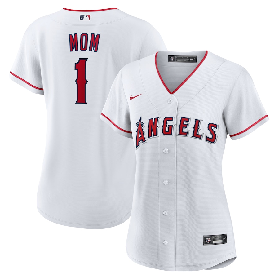 Women's Los Angeles Angels Nike White #1 Mom Home Replica Jersey - Jersey