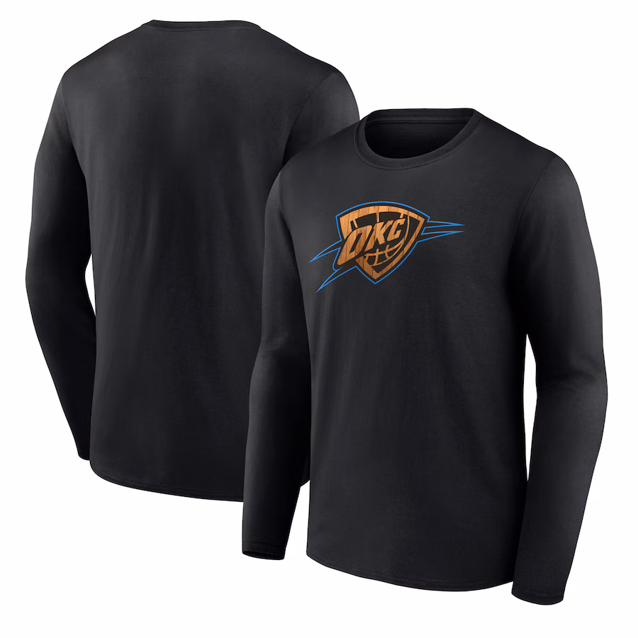 Men's Oklahoma City Thunder  Black Hardwood Long Sleeve T-Shirt - Jersey
