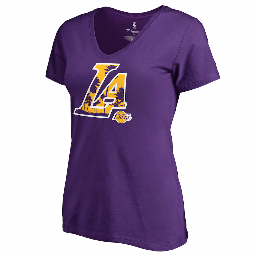 Women's Los Angeles Lakers Purple Sunset Blvd Hometown Collection T-Shirt - Jersey
