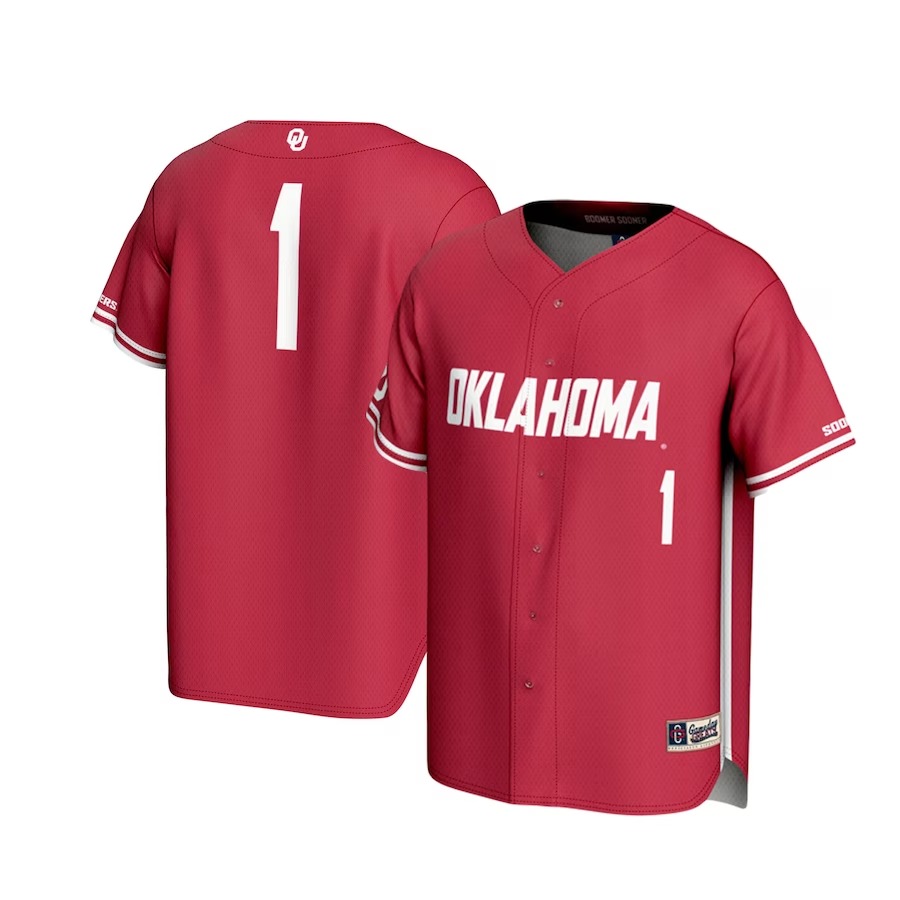 #1 Oklahoma Sooners GameDay Greats Youth Lightweight Baseball Jersey - Crimson - Jersey