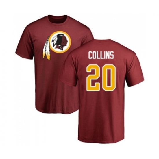Football Washington Redskins #20 Landon Collins Maroon Name & Number Logo T-Shirt - Jersey