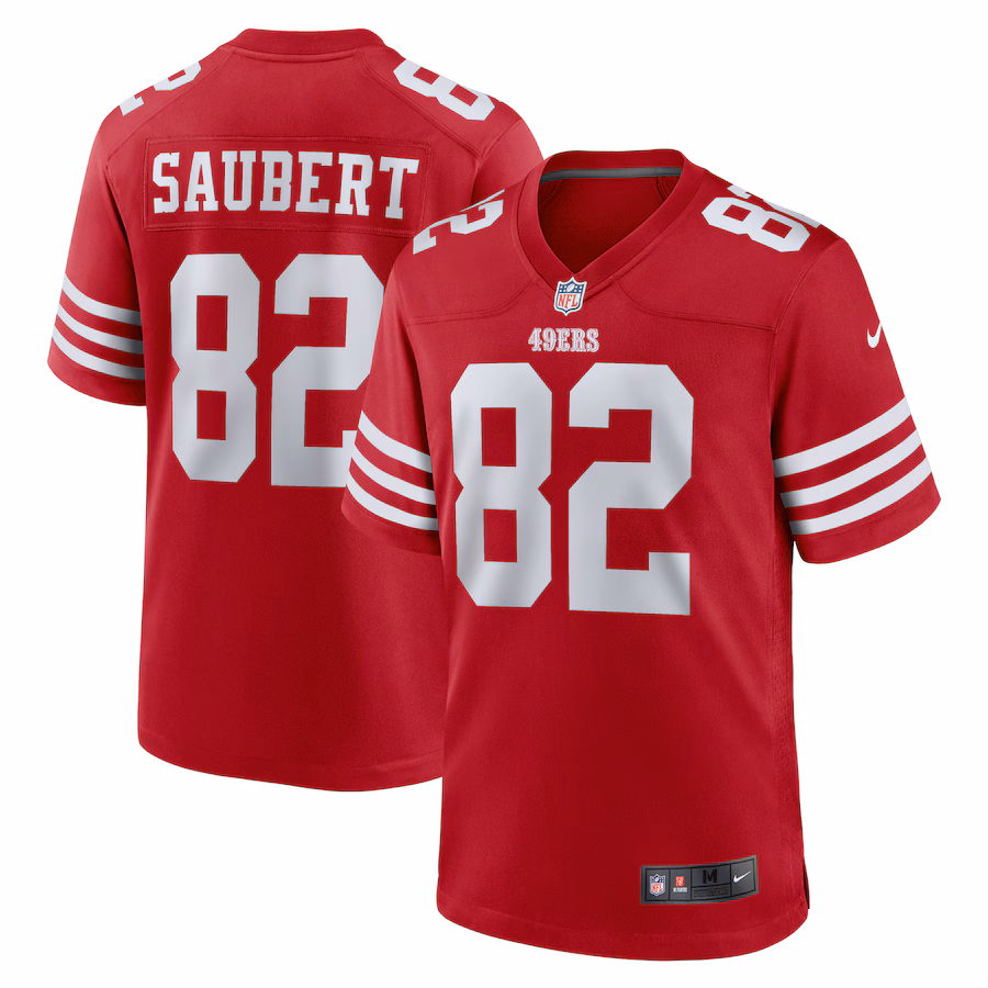 Men's San Francisco 49ers Eric Saubert Nike  Scarlet Team Game Jersey - Jersey