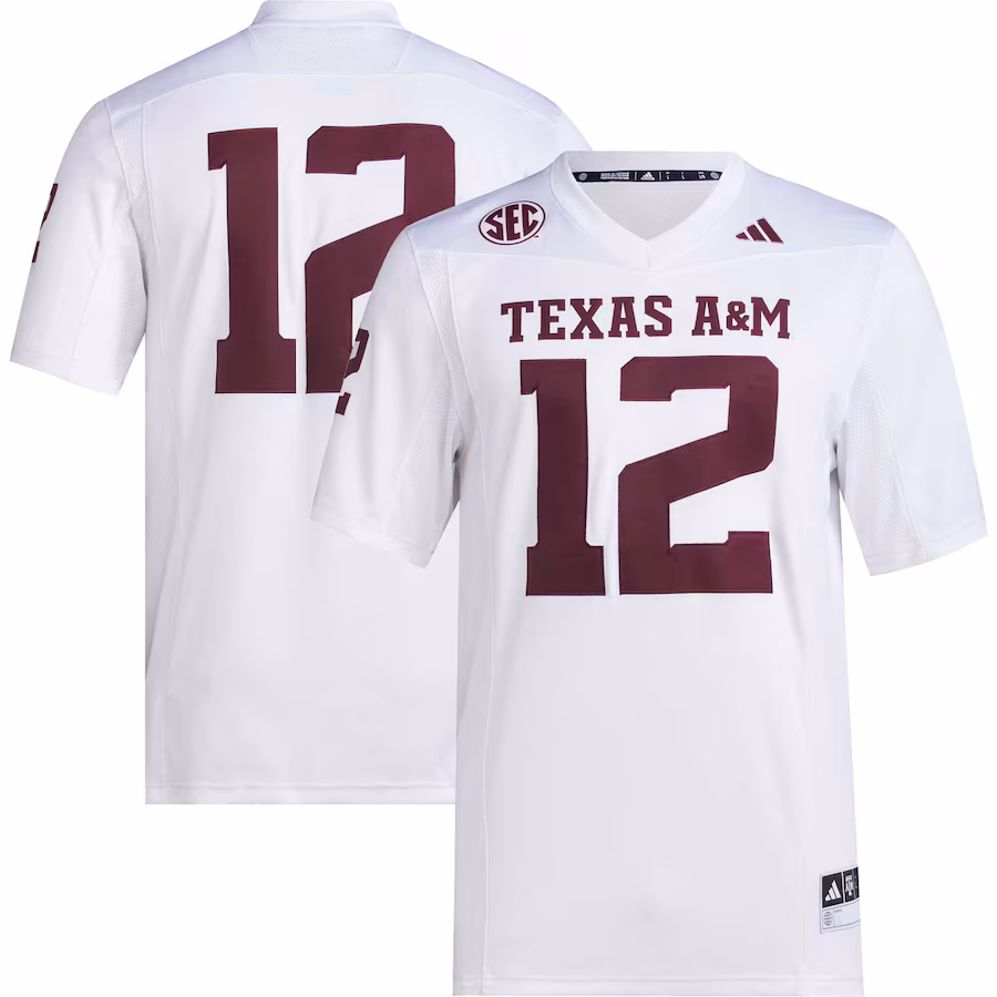 Men's adidas #12 White Texas A&M Aggies Premier Football Jersey - Jersey