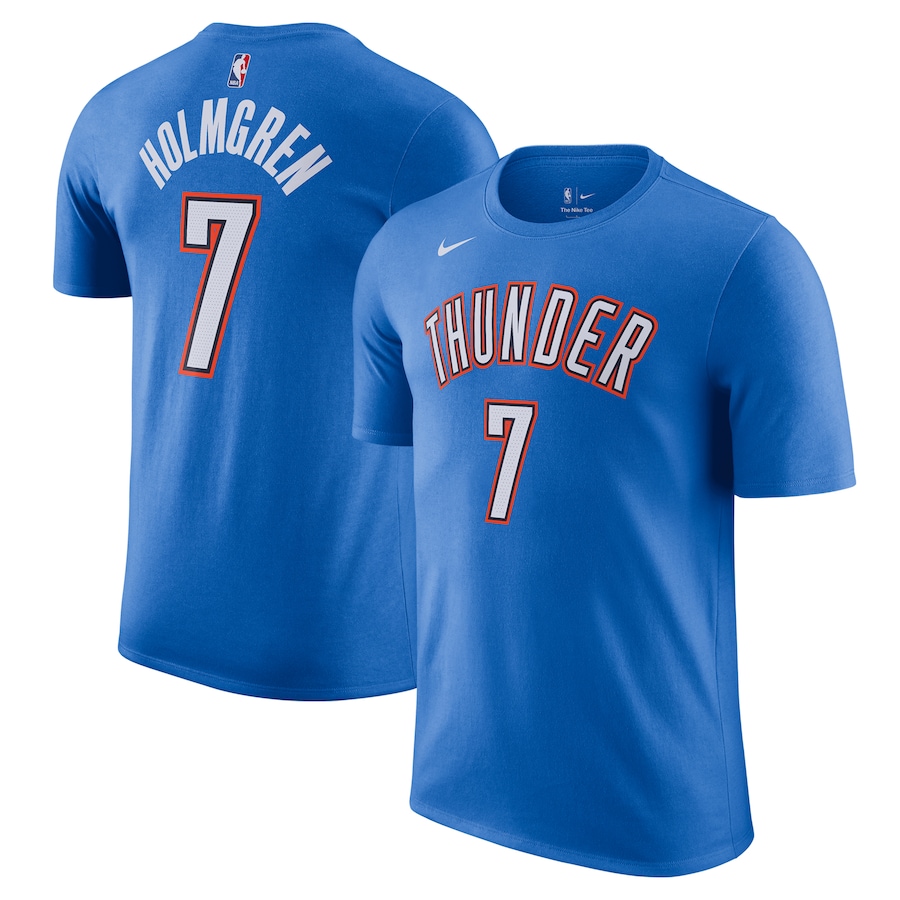 Men's Oklahoma City Thunder Chet Holmgren Nike Blue Icon Edition Name & Number T-Shirt - Jersey