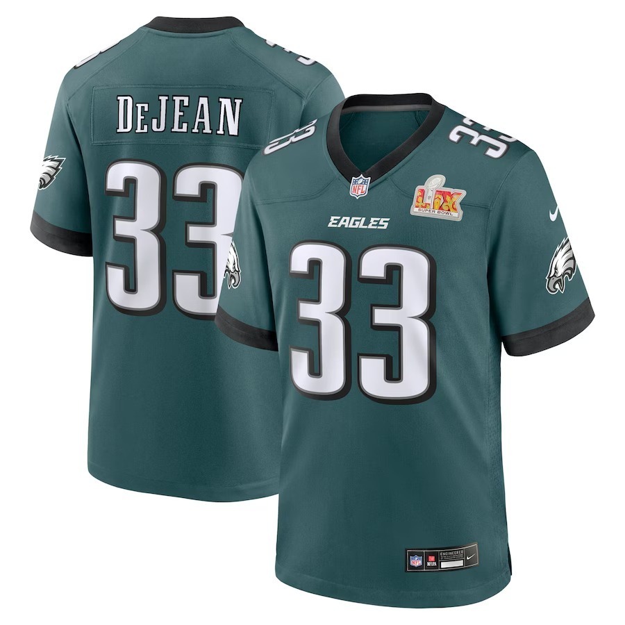 Men's Philadelphia Eagles Cooper DeJean Nike Midnight Green Super Bowl LIX Game Player Jersey - Jersey