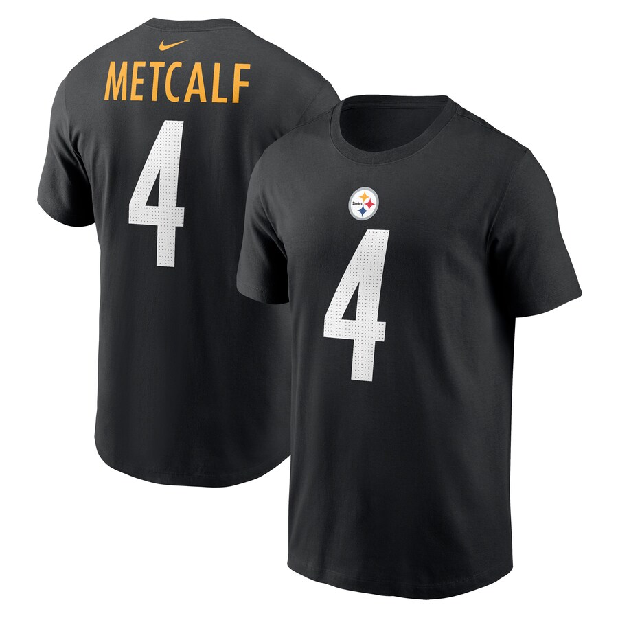 Men's Pittsburgh Steelers DK Metcalf Nike Black Name & Number T-Shirt - Jersey