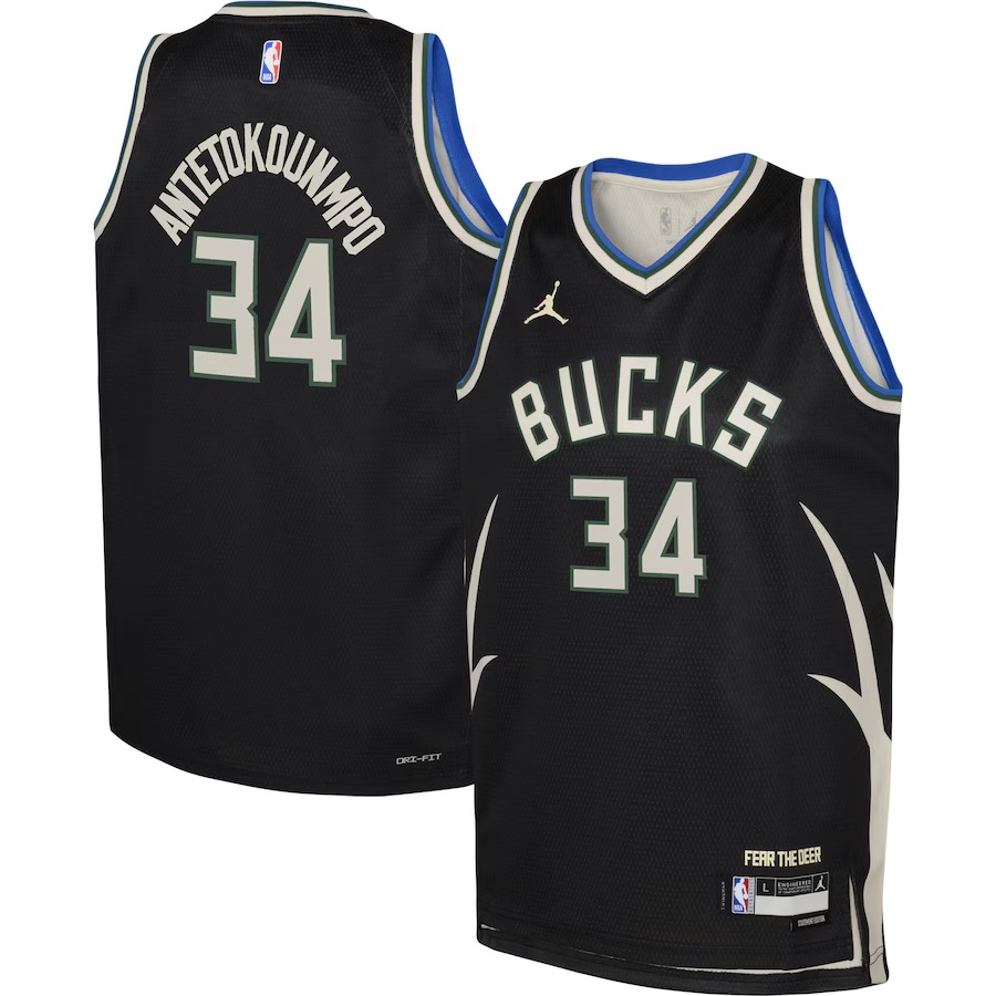Youth Milwaukee Bucks Giannis Antetokounmpo Jordan Brand Black Swingman Jersey - Statement Edition - Jersey