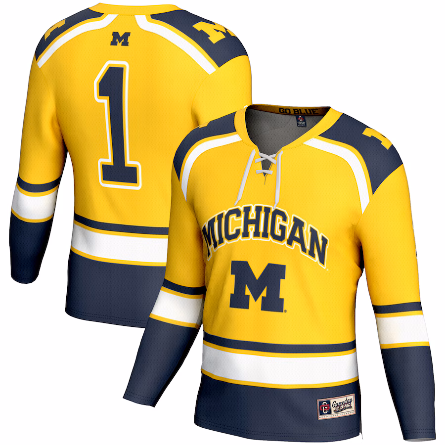 Youth GameDay Greats #1 Maize Michigan Wolverines Hockey Jersey - Jersey