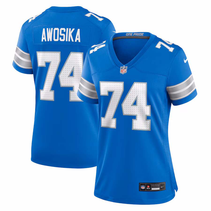 Women's Detroit Lions Kayode Awosika Nike Blue Team Game Jersey - Jersey