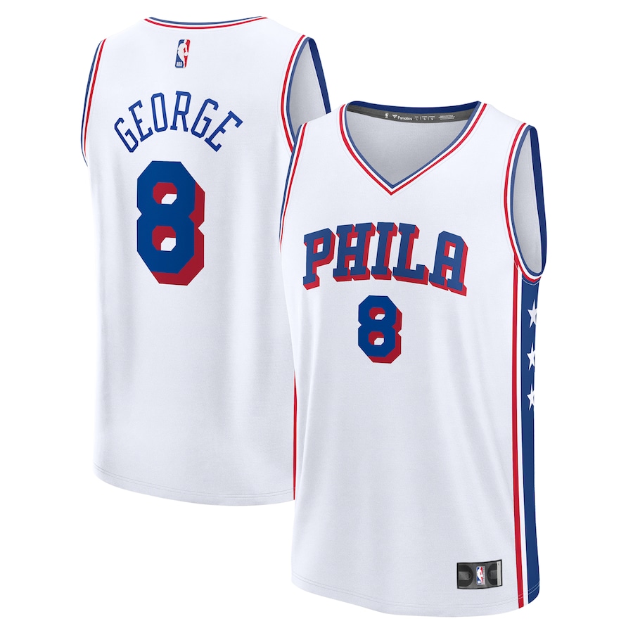 Men's Philadelphia 76ers Paul George Fanatics White Fast Break Replica Player Jersey - Association Edition - Jersey