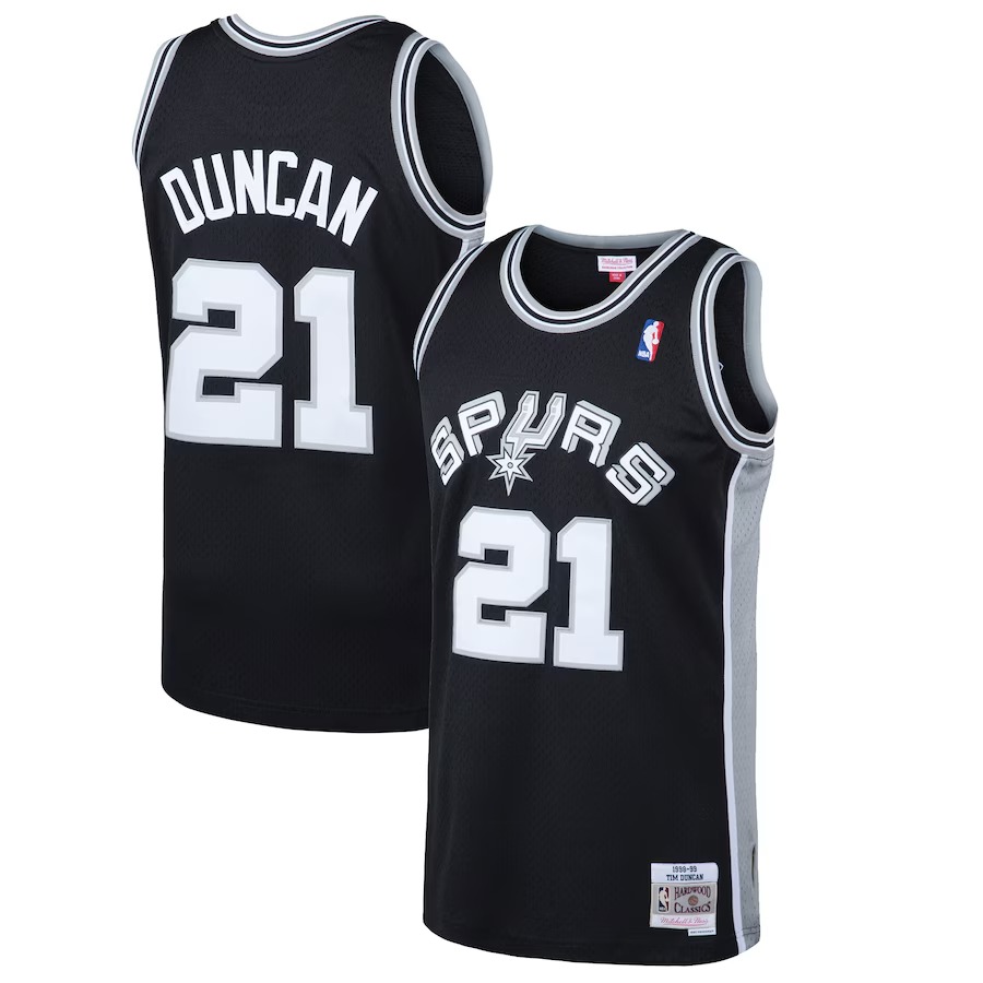 Men's San Antonio Spurs Tim Duncan Mitchell & Ness Black 1998/99 Hardwood Classics Swingman Jersey - Jersey