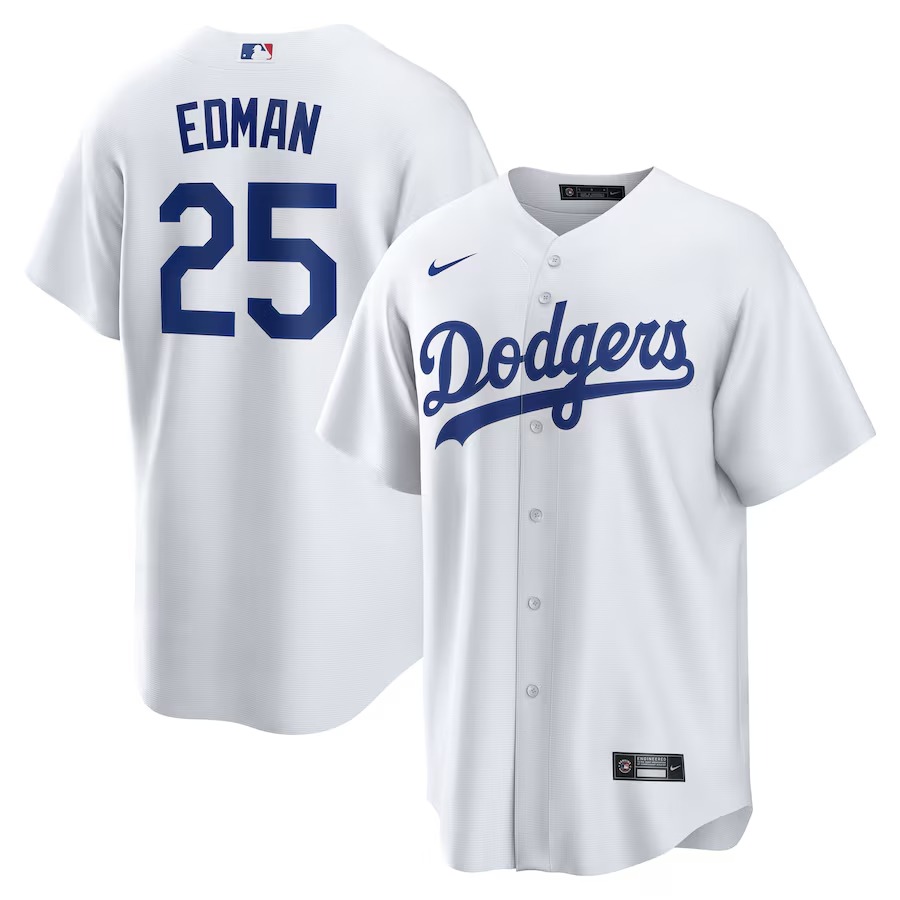Men's Los Angeles Dodgers Tommy Edman Nike White 2024 World Series Champions Home Replica Player Jersey - Jersey