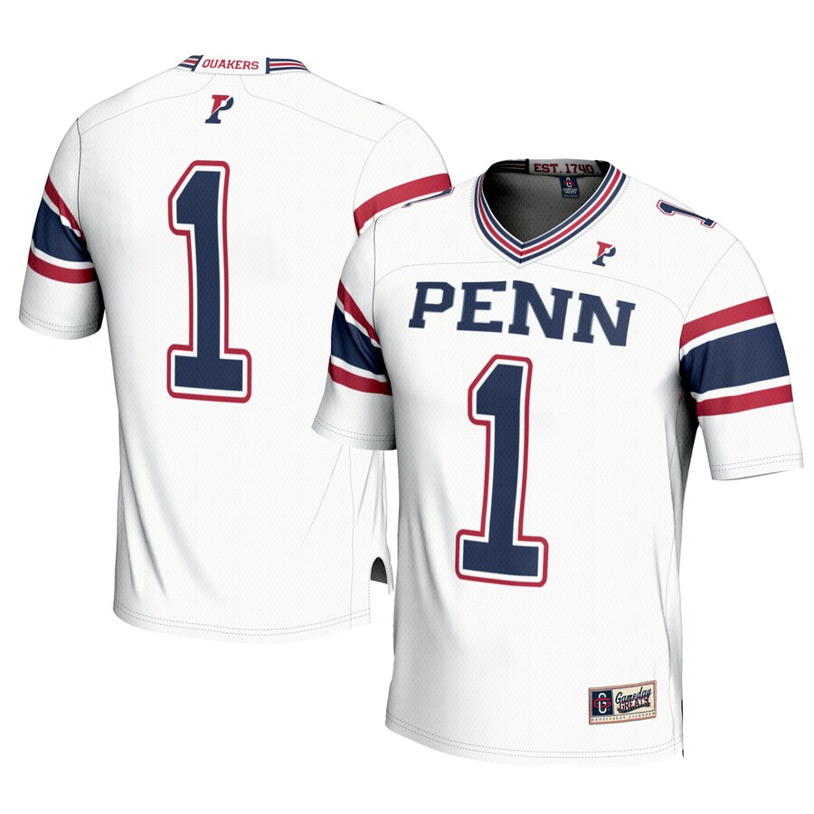 Men's GameDay Greats #1 White Pennsylvania Quakers Football Jersey - Jersey