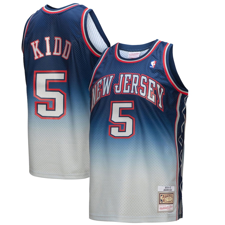 Men's New Jersey Nets Jason Kidd Mitchell & Ness Gray/Blue 2006/07 Hardwood Classics Fadeaway Swingman Player Jersey - Jersey
