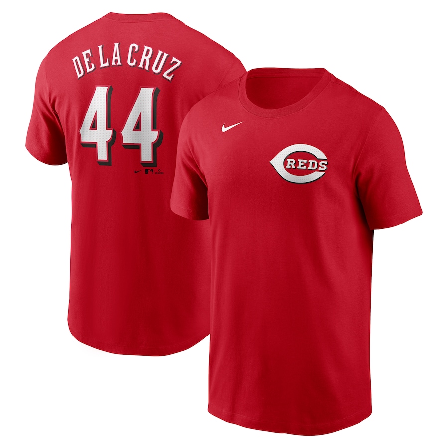 Men's Cincinnati Reds Elly De La Cruz Nike Red Fuse Name & Number T-Shirt - Jersey