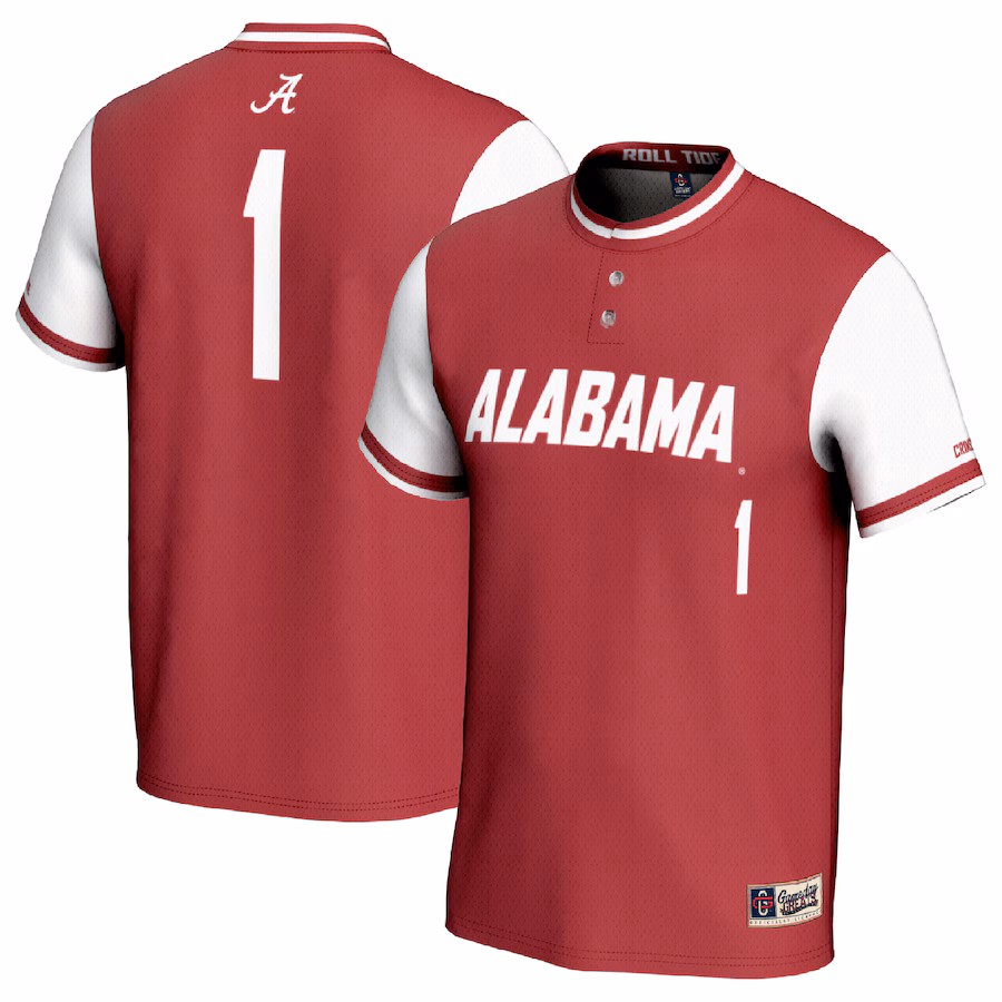 Youth GameDay Greats #1 Crimson/White Alabama Crimson Tide Lightweight Softball Fashion Jersey - Jersey