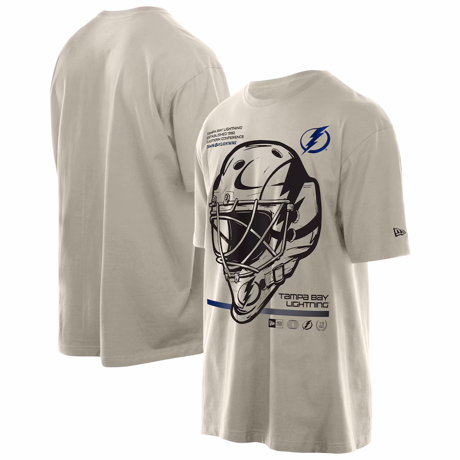 Men's Tampa Bay Lightning New Era Tan Goalie Mask T-Shirt - Jersey