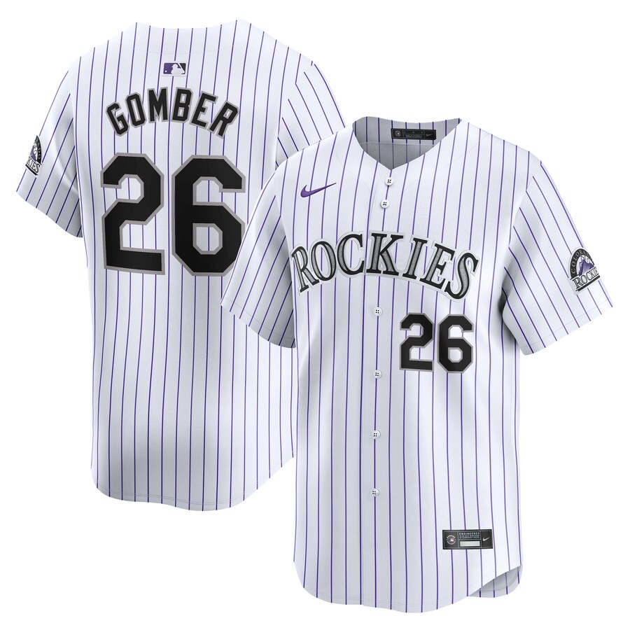 Men's Colorado Rockies Austin Gomber Nike White Home Limited Player Jersey - Jersey