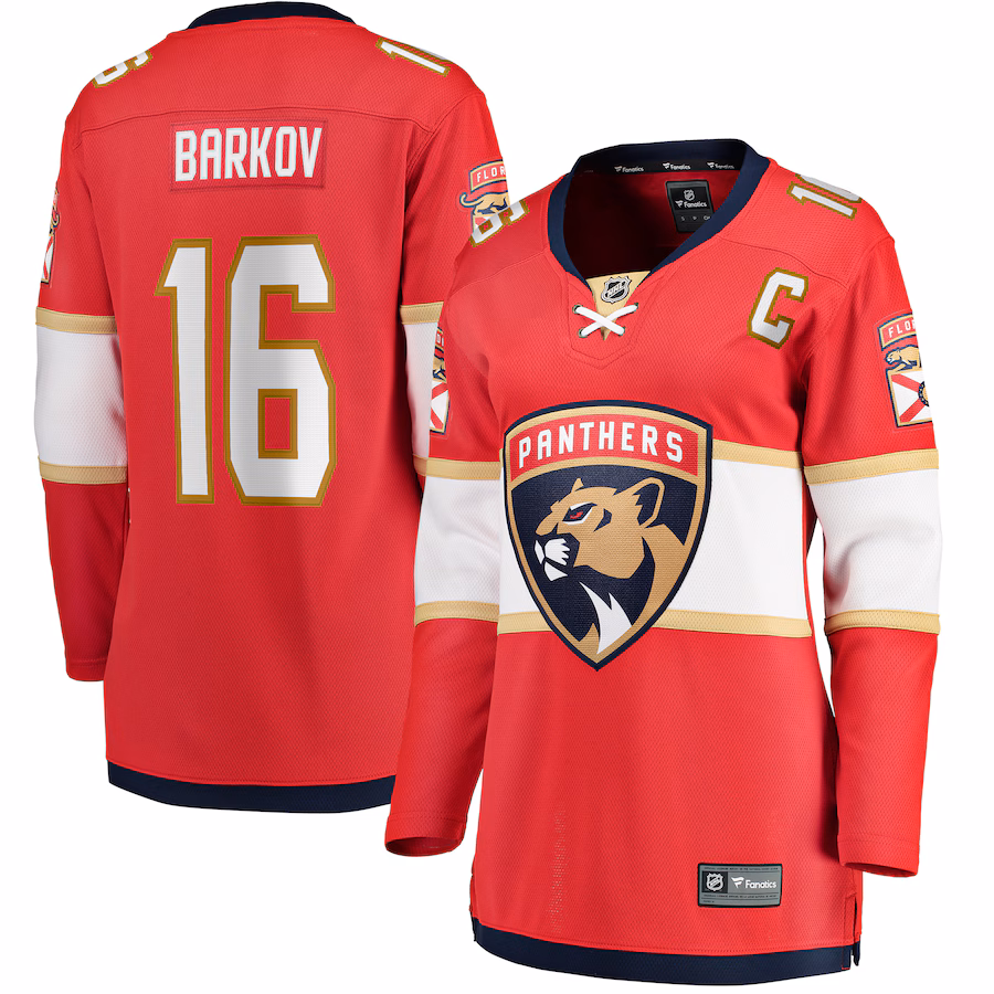 Women's Florida Panthers Aleksander Barkov Fanatics Red Captain Patch Home Breakaway Player Jersey - Jersey