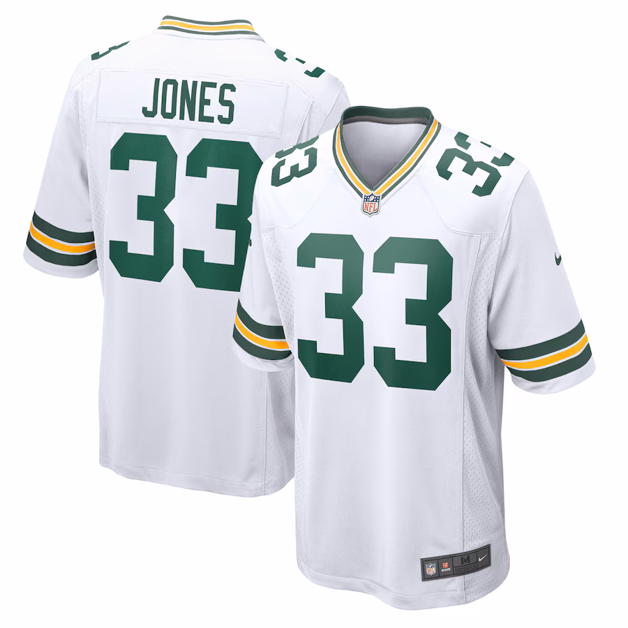 Men's Green Bay Packers Aaron Jones Nike White Game Player Jersey - Jersey