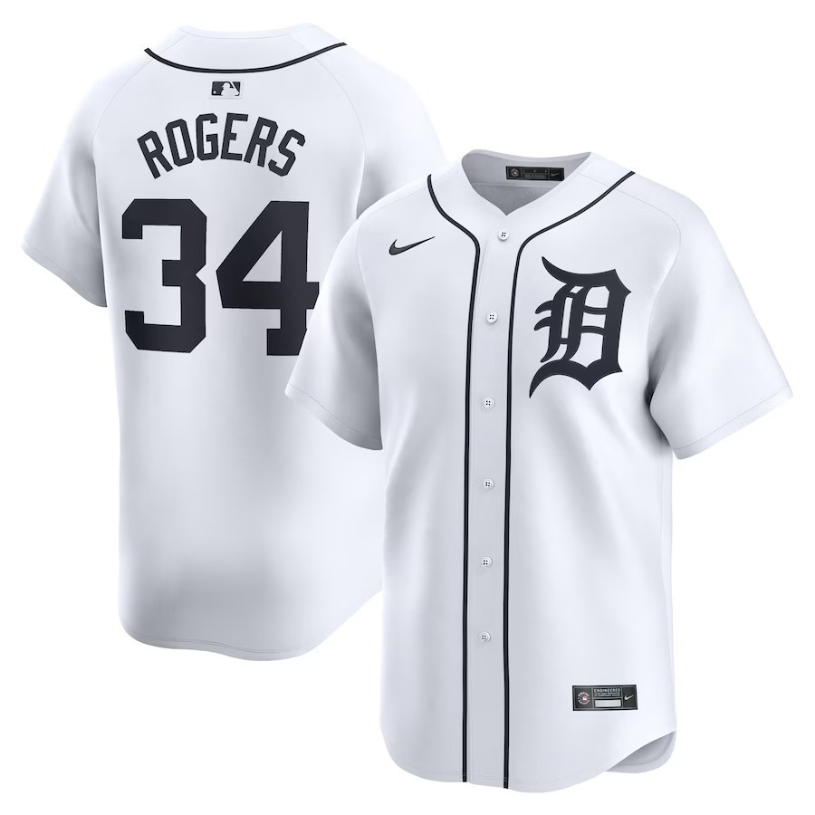 Men's Detroit Tigers Jake Rogers Nike White Home Limited Player Jersey - Jersey