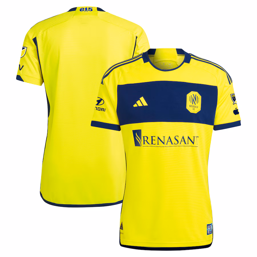 Men's Nashville SC  adidas Yellow 2024 The 615 Kit Authentic Jersey - Jersey