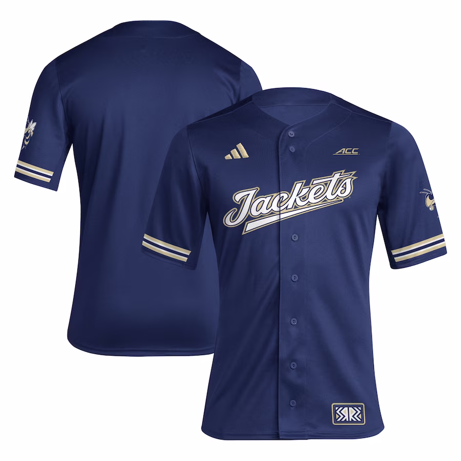 Georgia Tech Yellow Jackets adidas Reverse Retro Replica Baseball Jersey - Navy - Jersey