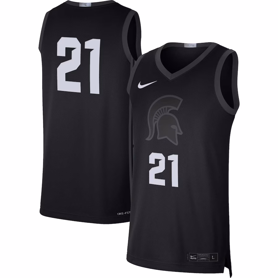 Men's Nike #21 Black Michigan State Spartans Limited Basketball Jersey - Jersey