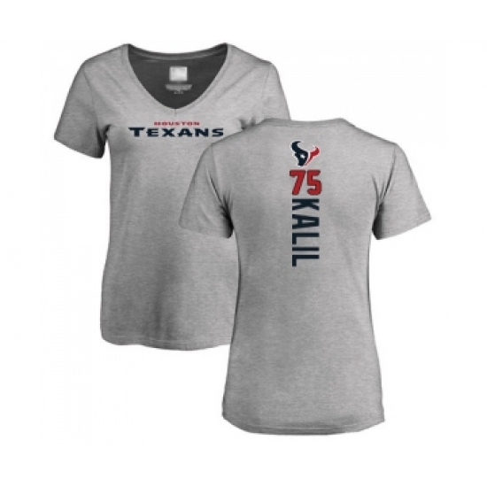Football Women's Houston Texans #75 Matt Kalil Ash Backer T-Shirt - Jersey