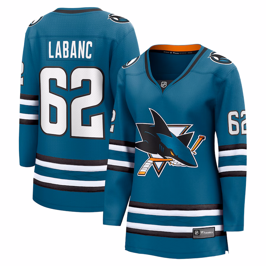 Women's San Jose Sharks Kevin Labanc Fanatics Teal Home Breakaway Player Jersey - Jersey