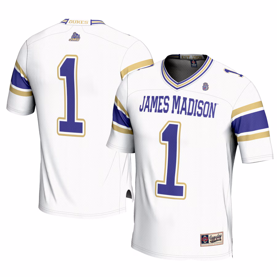 Men's GameDay Greats #1 White James Madison Dukes Football Jersey - Jersey
