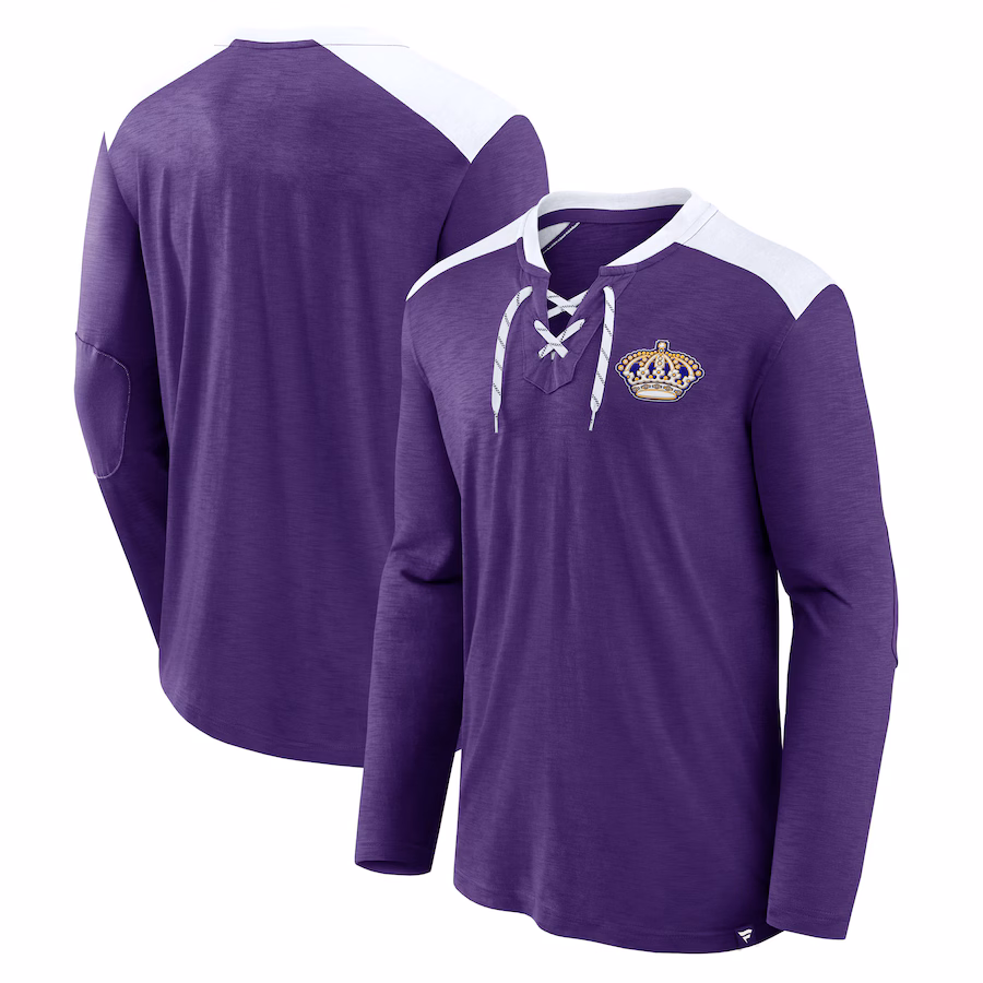 Men's Los Angeles Kings Fanatics Purple Special Edition 2.0 Long Sleeve Lace-Up T-Shirt - Jersey