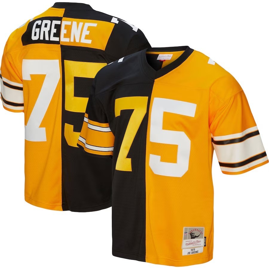 Men's Pittsburgh Steelers Joe Greene Mitchell & Ness Black/Gold 1976 Split Legacy Replica Jersey - Jersey