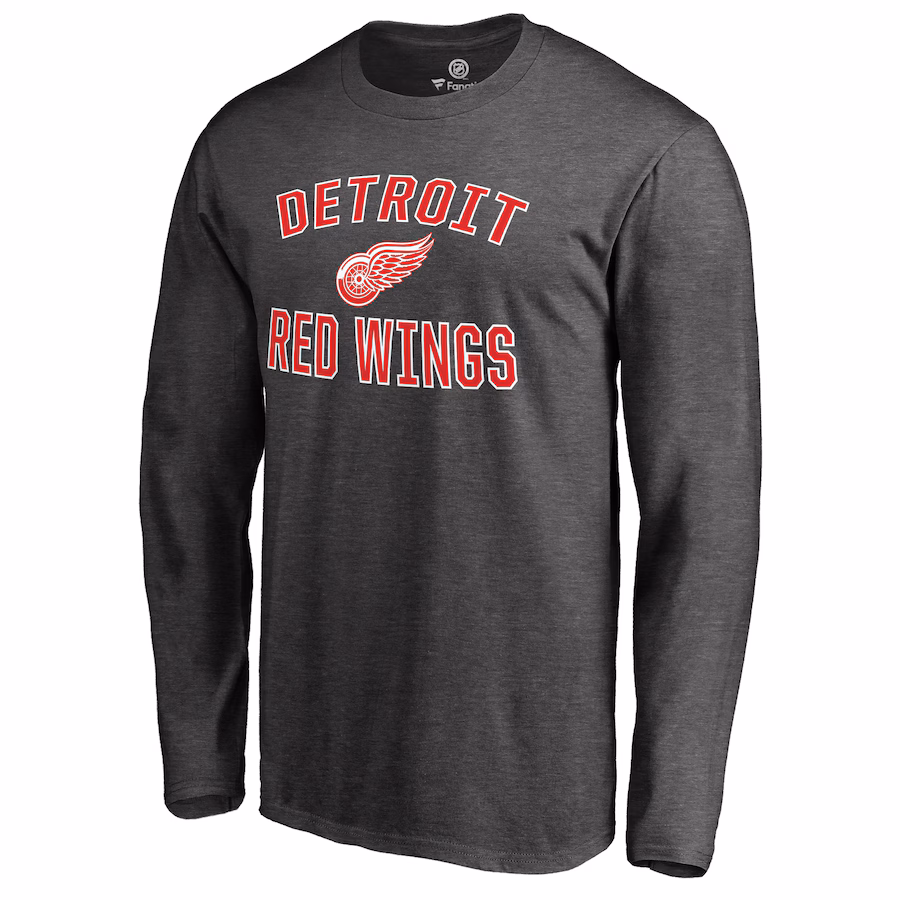 Men's Detroit Red Wings Heathered Gray Victory Arch II Long Sleeve T-Shirt - Jersey