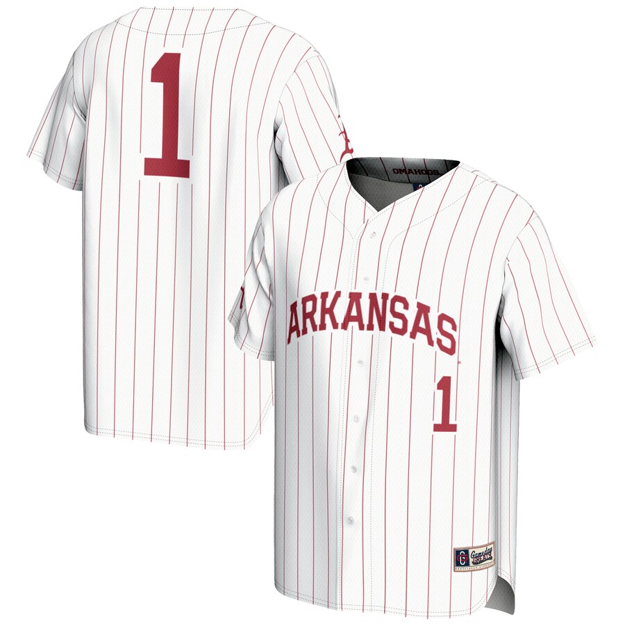 Men's GameDay Greats #1 White Arkansas Razorbacks Lightweight Baseball Jersey - Jersey