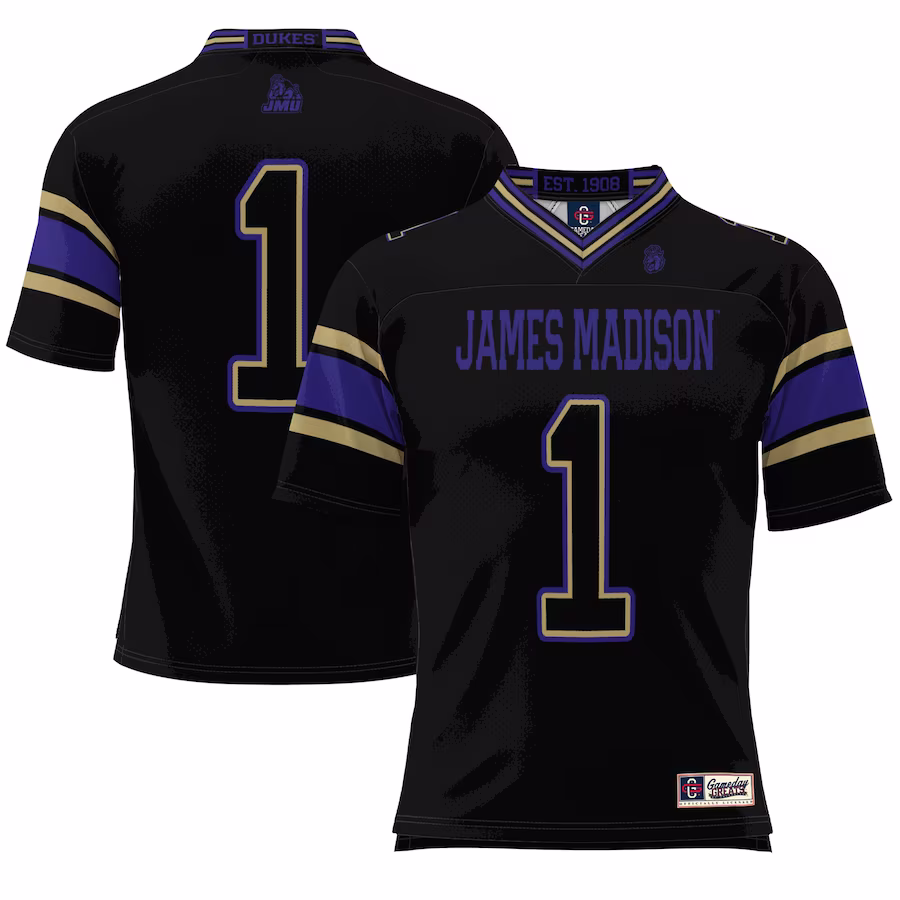 #1 James Madison Dukes GameDay Greats Youth Endzone Football Jersey - Black - Jersey
