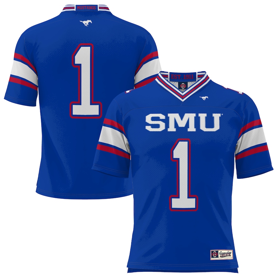 #1 SMU Mustangs GameDay Greats Endzone Football Jersey - Royal - Jersey
