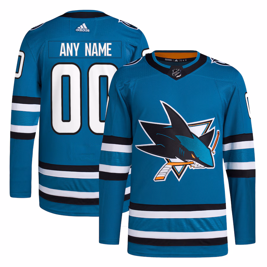 Men's San Jose Sharks adidas Teal Home Primegreen Authentic Custom Jersey - Jersey